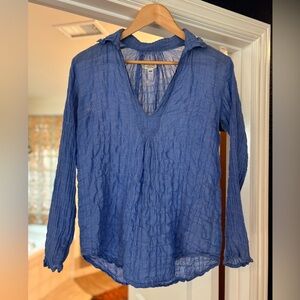American Colors Crinkled Blue Blouse